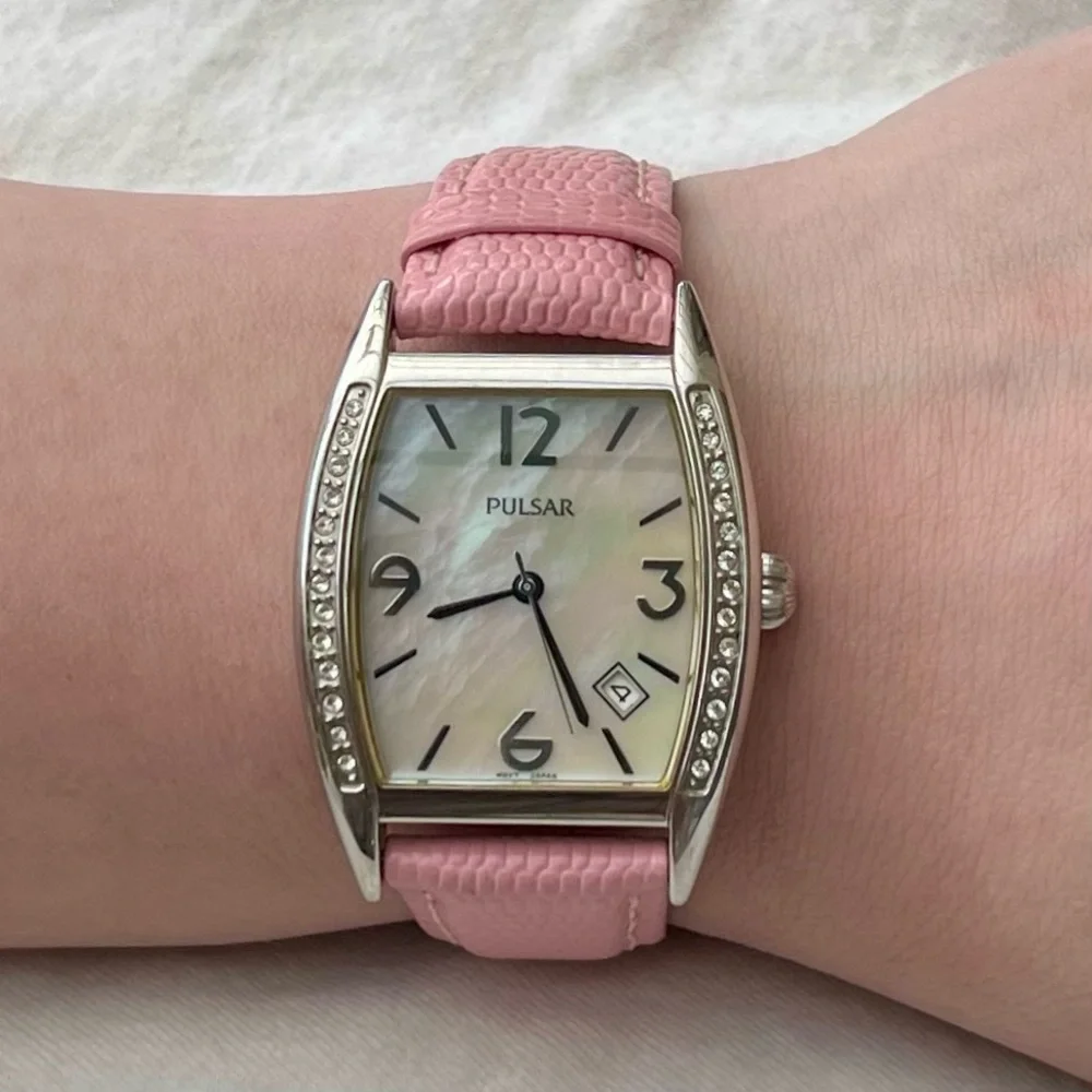 Vintage Swarovski Pulsar Mother of Pearl Watch VX32-X310